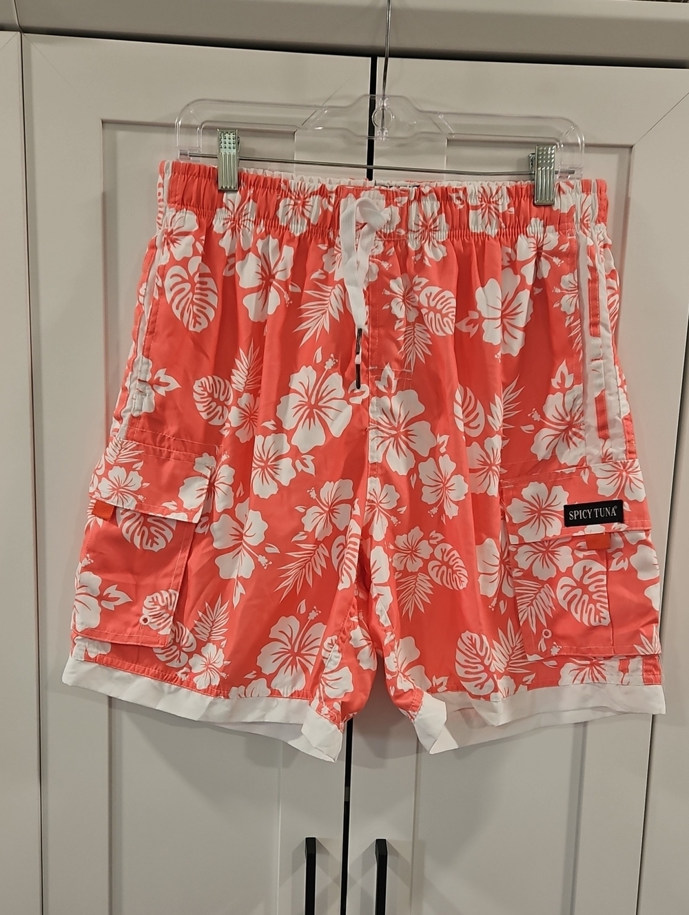 Spicy Tuna Men's Swimsuit.  Size S. Tropical Floral Print.